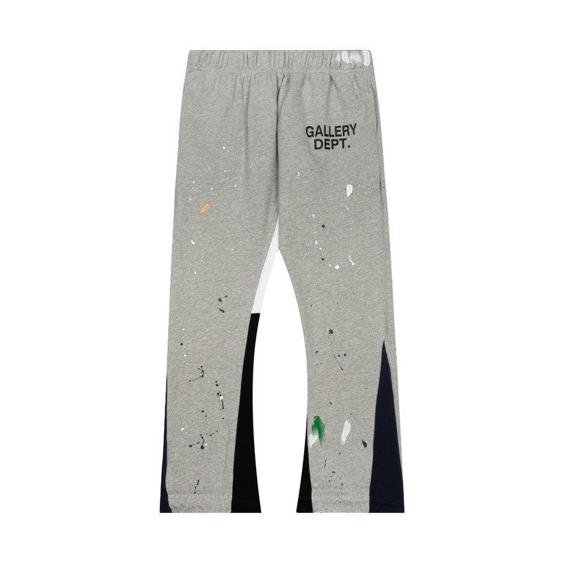 Gallery Dept Classic Hand-Painted Splash Ink Graffiti Printed Stitching Pure Cotton Pants Lovers Casual Trousers - Image 1