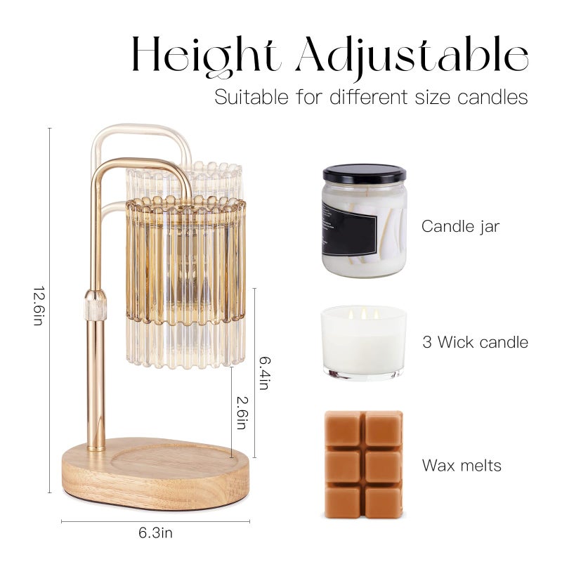 Candeldo Candle Warmer Lamp with Timer: Gold Candle Warming Lamp Height Adjustable Wax Melt Warmer Dimmable Modern Farmhouse New Home Bedroom Decor Mothers Day Housewarming Gift for Women - Image 5