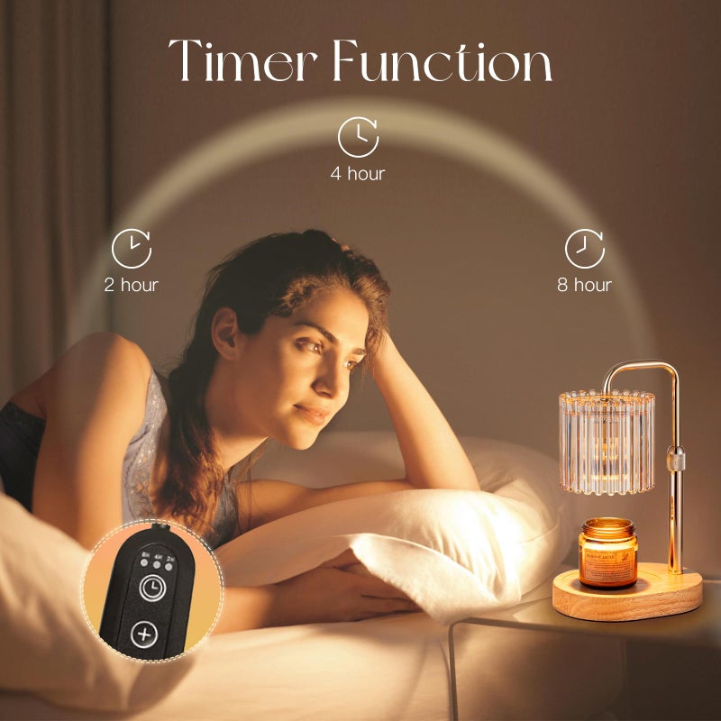 Candeldo Candle Warmer Lamp with Timer: Gold Candle Warming Lamp Height Adjustable Wax Melt Warmer Dimmable Modern Farmhouse New Home Bedroom Decor Mothers Day Housewarming Gift for Women - Image 3