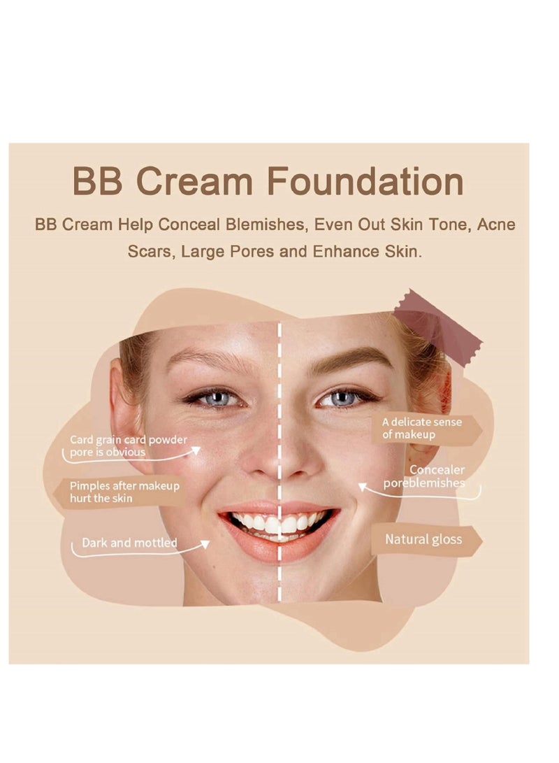 SYOSI BB Cream Nature, BB Cream Tinted Moisturiser, BB Cream Light, Hydrating BB Cream Foundation, Tinted Sunscreen for Face, Tinted SPF 50 Face Moisturiser, Foundation Cover Blemishes, for All Skin - Image 2