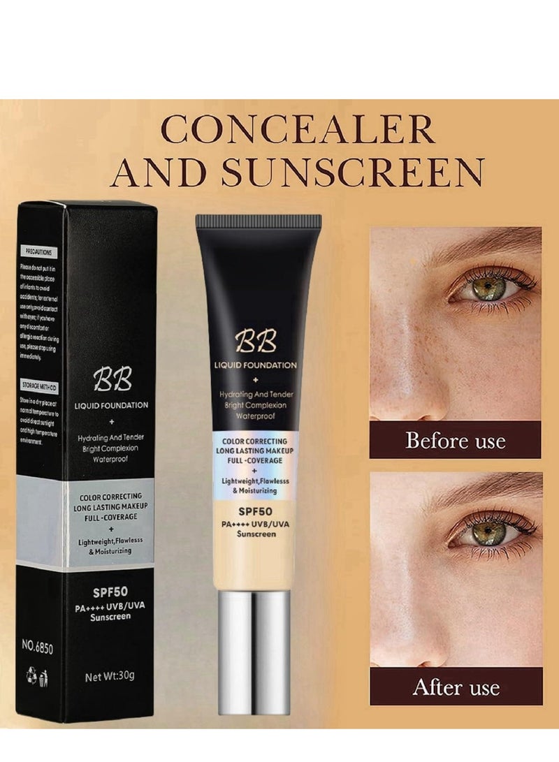 SYOSI BB Cream Nature, BB Cream Tinted Moisturiser, BB Cream Light, Hydrating BB Cream Foundation, Tinted Sunscreen for Face, Tinted SPF 50 Face Moisturiser, Foundation Cover Blemishes, for All Skin - Image 3