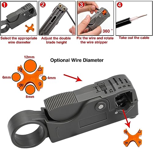 Taiss Coaxial Cable Tool Kit BNC Crimp tool with 10PCS BNC Male Crimp Connector,Coaxial Cable Stripper Cutter,Wire Cable Cutter and Heat Shrink Tube for RG58/RG59/RG62/RG174 - Image 4