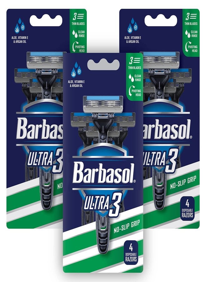 Barbasol Ultra 3 Premium Disposable Razor Value Pack Bundle (3 Packs/12 Total Razors) - Image 1