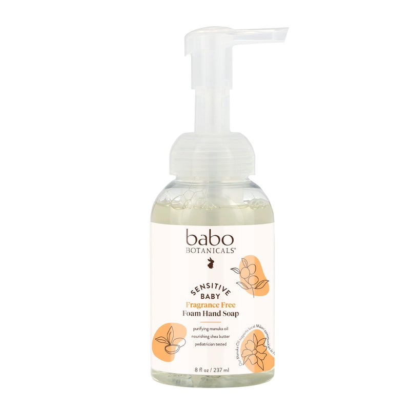 Babo Botanicals Babo Botanicals Sensitive Baby Fragrance-Free Foaming Hand Soap - Self-foaming - Manuka Oil, Shea Butter & Aloe Vera - For Babies, Kids and Adults with Sensitive Skin - Vegan - Image 1