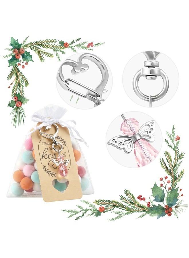 GWHOLE Set of 30 Angel Keychain with Organza Gift Bags and Thank You Favor Tags Guest Return Gifts for Girls Baby Shower Baptism Favors, Wedding Bridal Birthday Party Favors, Pink - Image 3