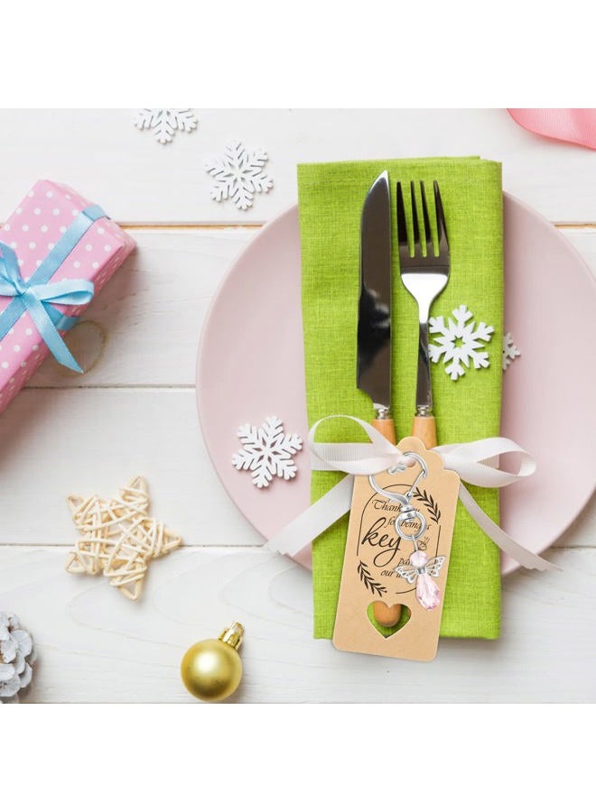 GWHOLE Set of 30 Angel Keychain with Organza Gift Bags and Thank You Favor Tags Guest Return Gifts for Girls Baby Shower Baptism Favors, Wedding Bridal Birthday Party Favors, Pink - Image 4