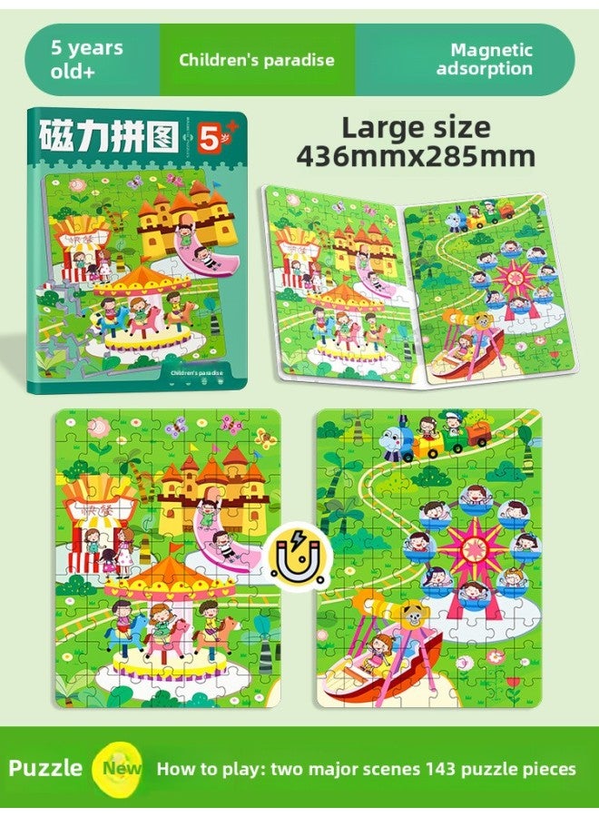 Children 2-5 Years Old Puzzle Magnetic Puzzle Baby Enlightenment Concentration Training Small Toy Puzzle Book Dinosaur Puzzle-Color:Magnetic Puzzle 5 Years Old + 【children's Paradise】】 - Image 1