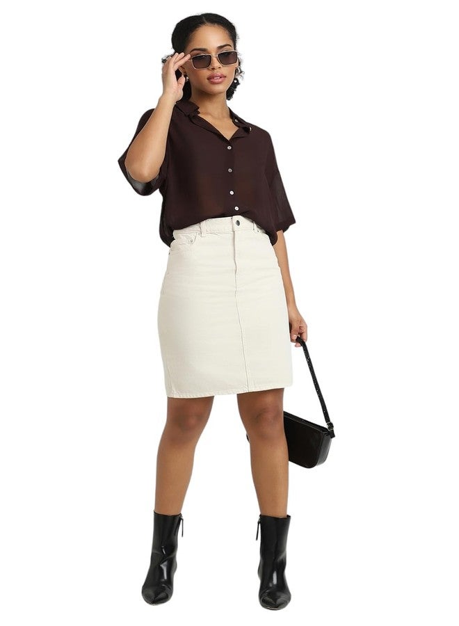 Forever 21 Women's Regular Fit Shirt (FWS24CWOF009901_Brown - Image 5