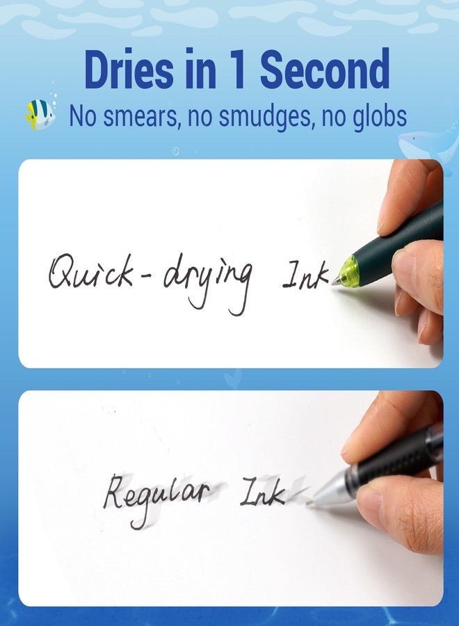 WRITECH Retractable Gel Ink Pens: 8ct Black Ink 0.5mm Fine Point Tip Click Pen for Smooth Writing Journaling Note Taking Sketching No Smudge & Smear - Image 4