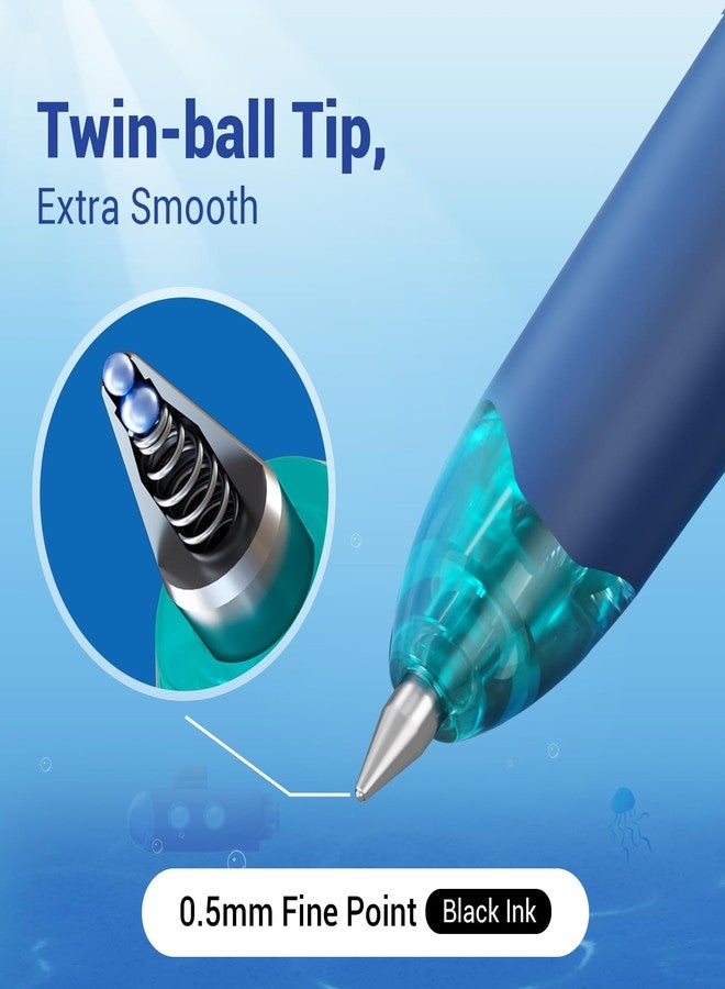 WRITECH Retractable Gel Ink Pens: 8ct Black Ink 0.5mm Fine Point Tip Click Pen for Smooth Writing Journaling Note Taking Sketching No Smudge & Smear - Image 2