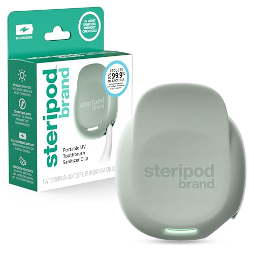 Steripod مشبك معقم فرشاة الأسنان المحمولة من ستيريبود، يقلل من الكائنات الدقيقة الضارة، قابل لإعادة الشحن، حكيم، 1 قطعة - Image 1