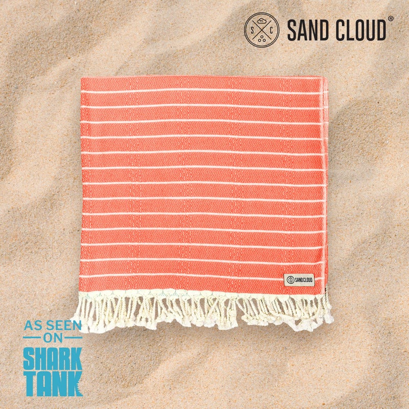 Sand Cloud Turkish Beach Towel - Sand Proof - 100% Certified Organic Turkish Towel - Quick Dry Towel for Beach, Picnic, Blanket or Bath Towel - As Seen on Shark Tank - Gocek (Coral) - Image 2