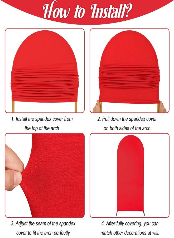 Fivenl Spandex Fitted Wedding Arch Cover 6.6FT Red Arch Backdrop Cover, Round Top Chiara Backdrop Stand Covers for Wedding Birthday Party Baby Shower Banquet Arch Decoration (Red, 6.6FT) - Image 5