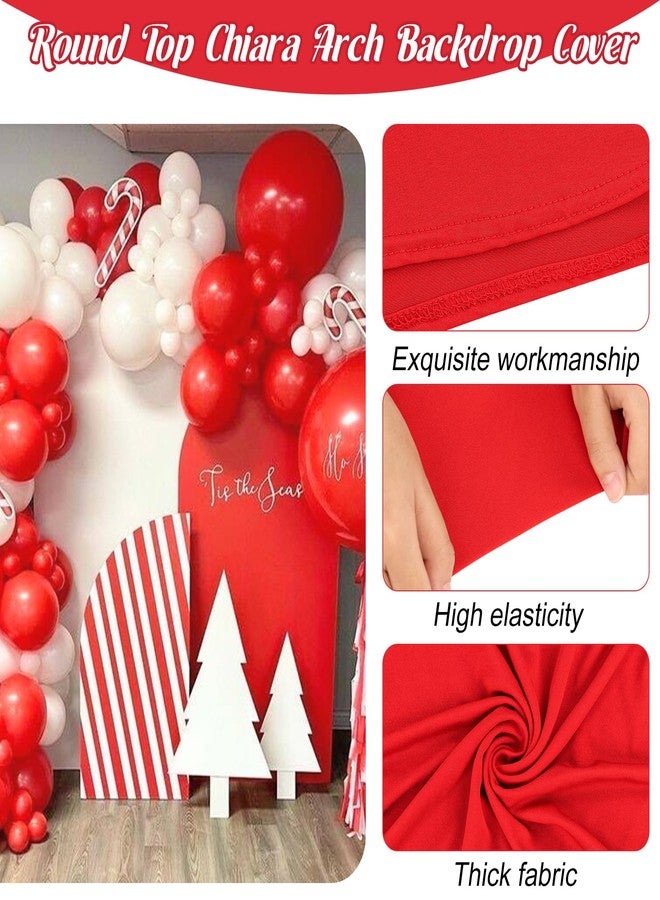 Fivenl Spandex Fitted Wedding Arch Cover 6.6FT Red Arch Backdrop Cover, Round Top Chiara Backdrop Stand Covers for Wedding Birthday Party Baby Shower Banquet Arch Decoration (Red, 6.6FT) - Image 3