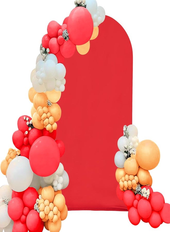 Fivenl Spandex Fitted Wedding Arch Cover 6.6FT Red Arch Backdrop Cover, Round Top Chiara Backdrop Stand Covers for Wedding Birthday Party Baby Shower Banquet Arch Decoration (Red, 6.6FT) - Image 1