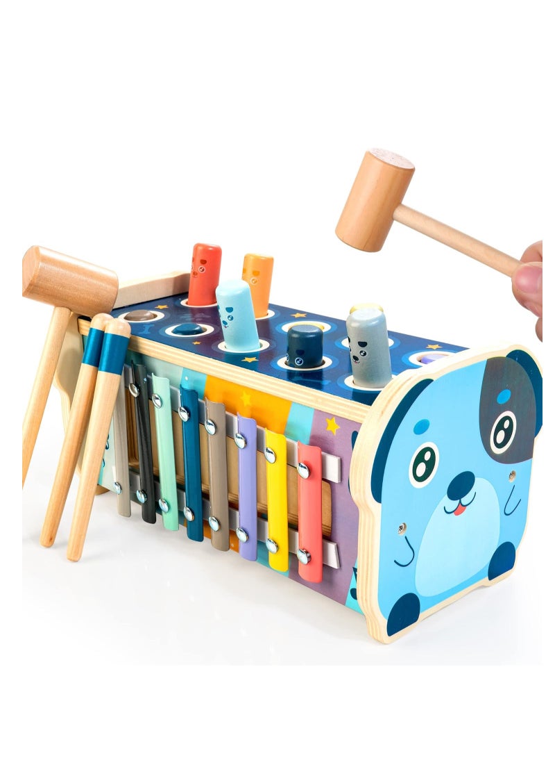 Pounding Toys for Toddler Early Development Toys Grasping Handle Wooden Hammering Ball Game Box For Kids Educational Toy Colorful Puzzle Numbers Box Musical Toy with Xylophone Toys for Boys and Girls Ages 3-5 Birthday Gift - Image 1