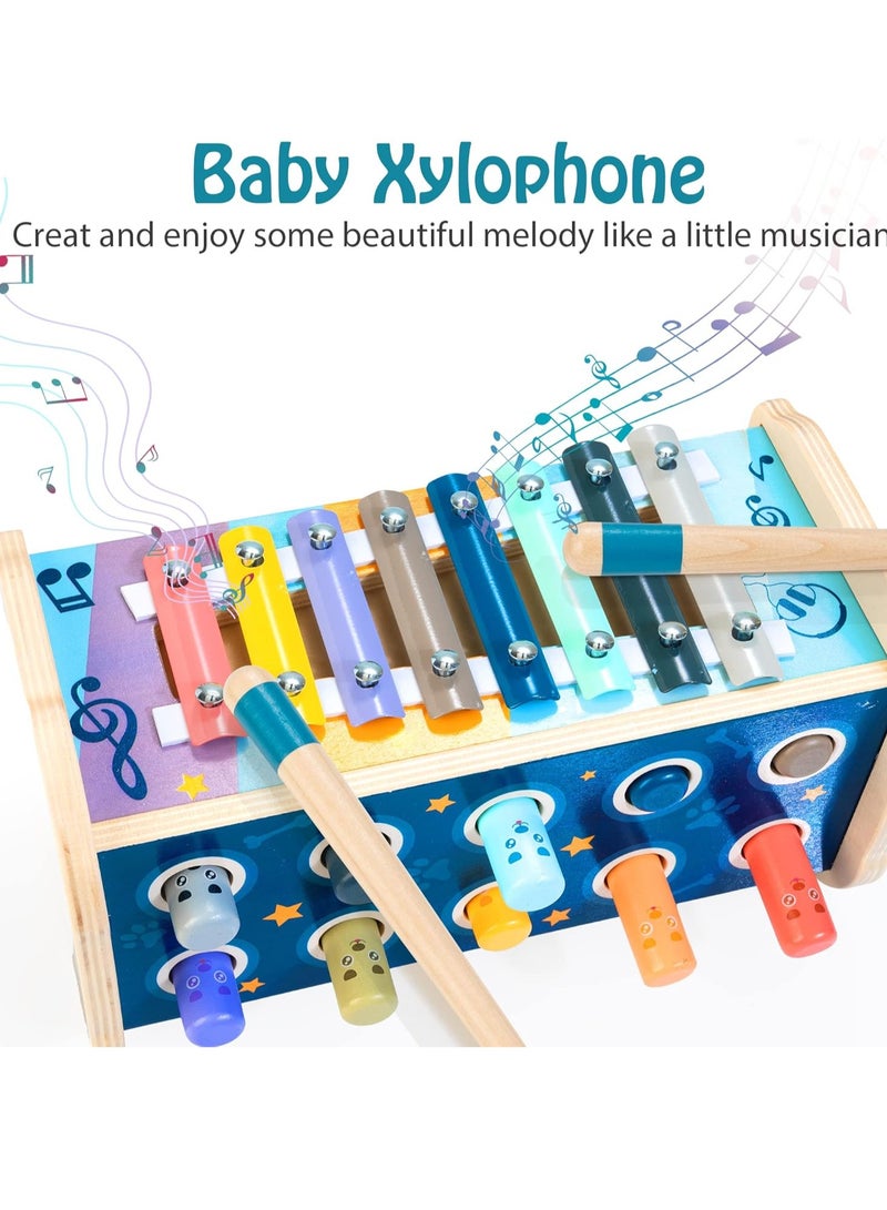 Pounding Toys for Toddler Early Development Toys Grasping Handle Wooden Hammering Ball Game Box For Kids Educational Toy Colorful Puzzle Numbers Box Musical Toy with Xylophone Toys for Boys and Girls Ages 3-5 Birthday Gift - Image 5