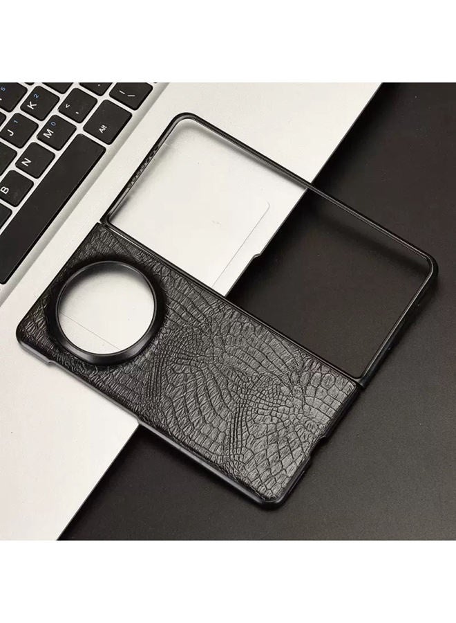 Case for Honor Magic V5，Leather Folding Case， Raised Camera Lens Protection，Ultra-Light Thin，Shockproof Honor Magic V5 Cover，Comfortable Touch，Black - Image 4