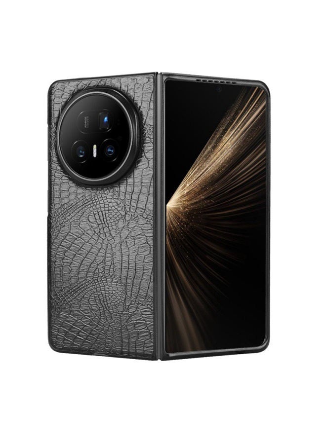 Case for Honor Magic V5，Leather Folding Case， Raised Camera Lens Protection，Ultra-Light Thin，Shockproof Honor Magic V5 Cover，Comfortable Touch，Black - Image 3