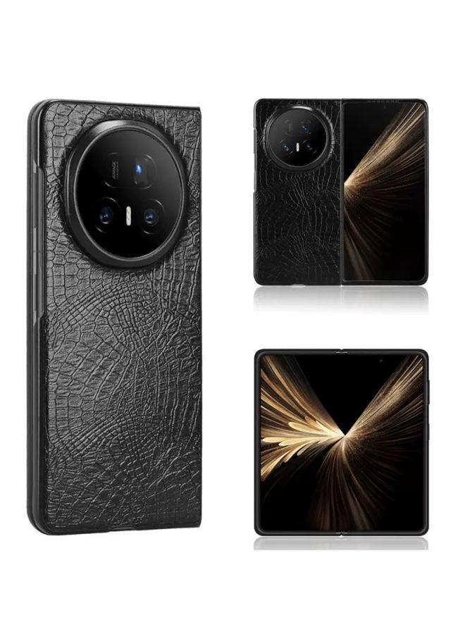 Case for Honor Magic V5，Leather Folding Case， Raised Camera Lens Protection，Ultra-Light Thin，Shockproof Honor Magic V5 Cover，Comfortable Touch，Black - Image 1