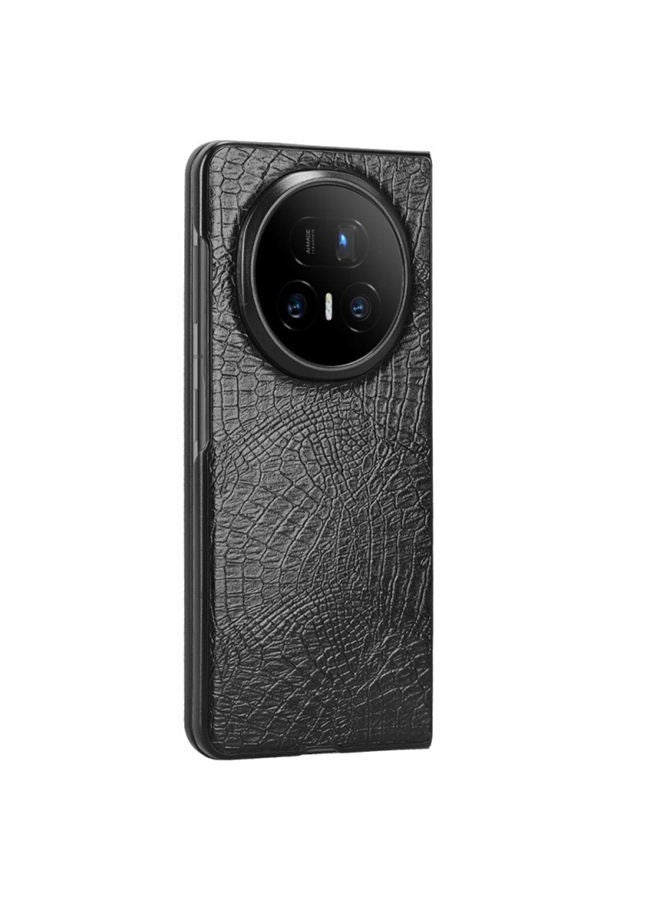 Case for Honor Magic V5，Leather Folding Case， Raised Camera Lens Protection，Ultra-Light Thin，Shockproof Honor Magic V5 Cover，Comfortable Touch，Black - Image 2