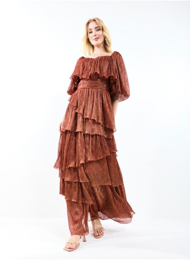 House of Moda Tiered Copper Dress - Image 1