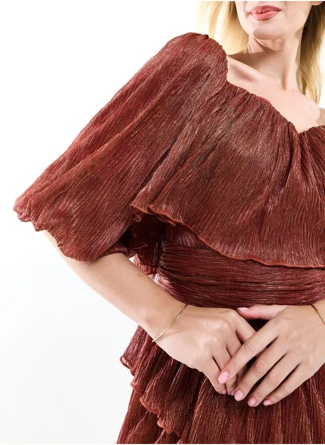 House of Moda Tiered Copper Dress