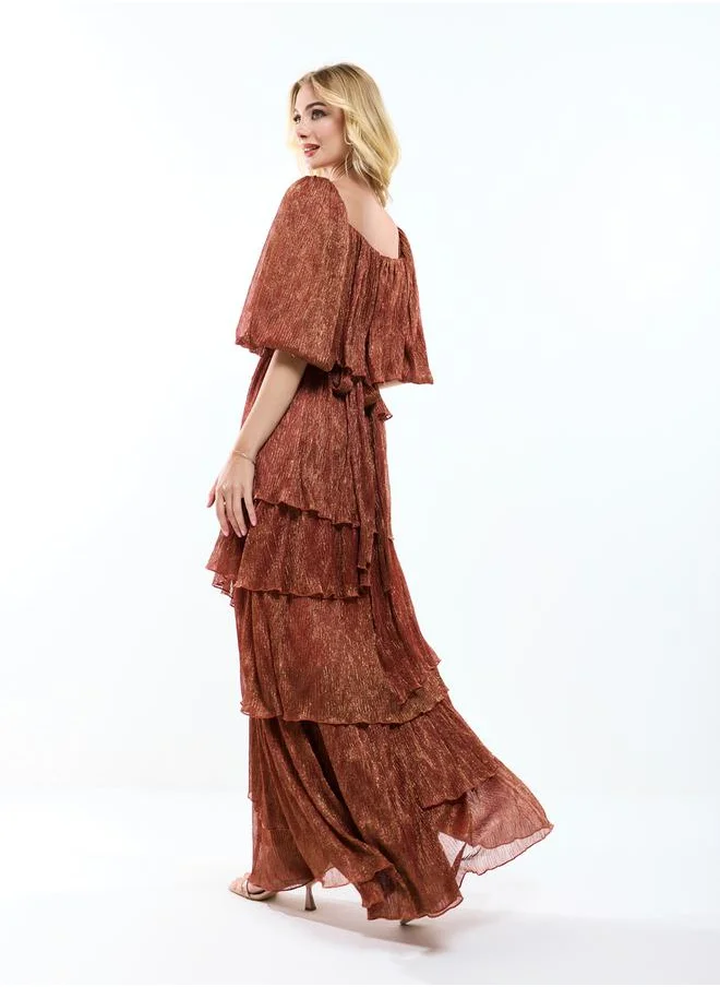 هاوس اوف مودا Sweetheart Neck Layered Tiered Maxi Dress