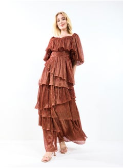 House of Moda Sweetheart Neck Layered Tiered Maxi Dress by Styli  - Image 4