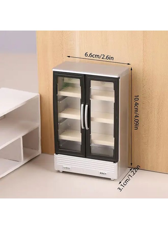Double Door Mini Dollhouse Refrigerator Realistic Model Easy Assembly Photography Prop - Image 5