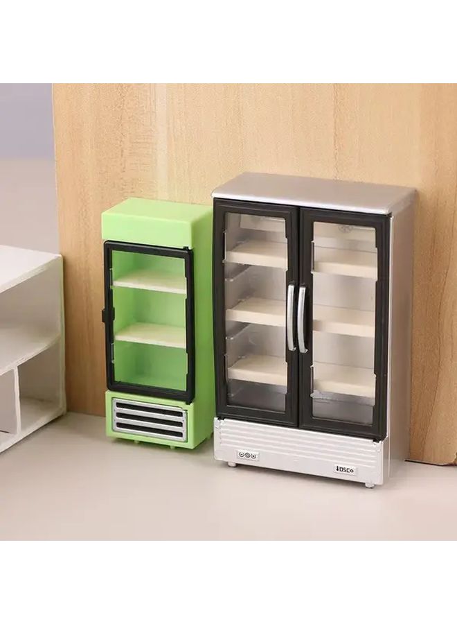 Double Door Mini Dollhouse Refrigerator Realistic Model Easy Assembly Photography Prop - Image 1