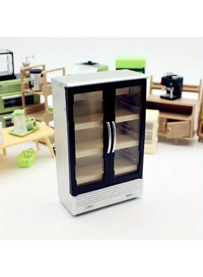 Double Door Mini Dollhouse Refrigerator Realistic Model Easy Assembly Photography Prop - Image 4