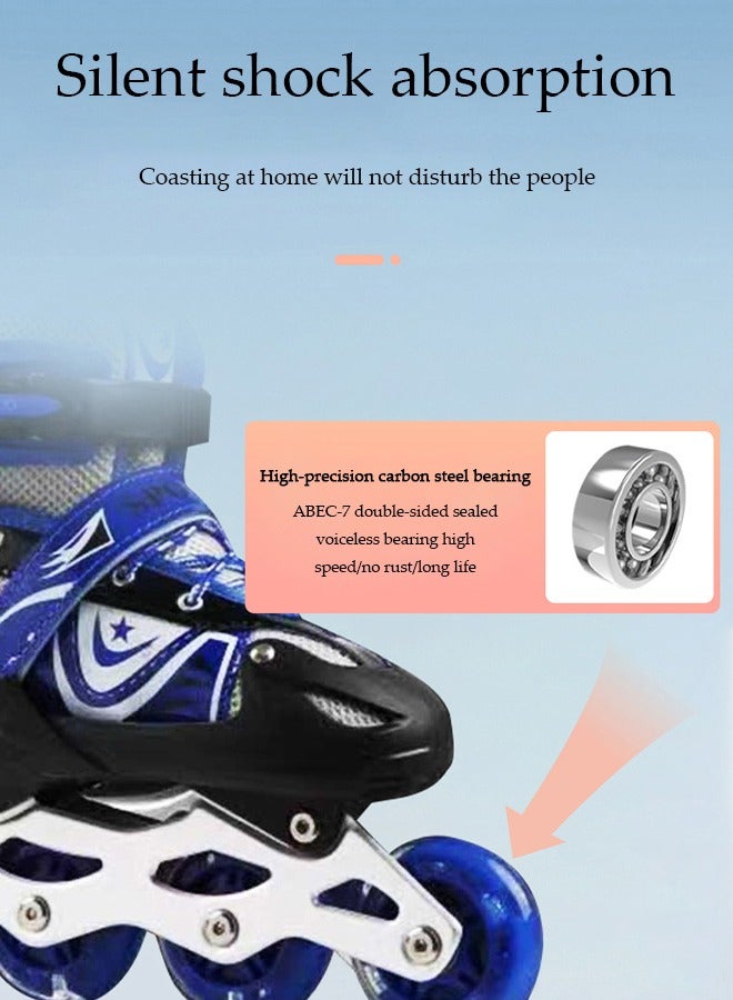 DUNISO Kids Inline Skates,outdoor and indoor roller boots，adjustable size,with LED illuminated wheels, suitable for boys and girls aged 6 to 12 (M, suitable for sizes 35 to 38) - Image 5