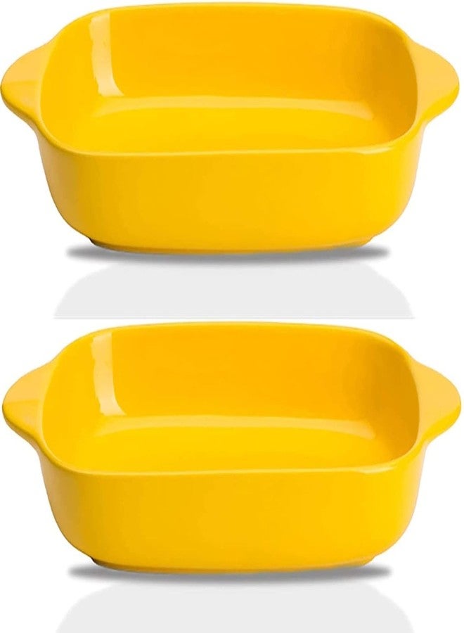 KESESU Ceramic baking dish - Casserole Baking Dish with Handle, Baking Dishes for Oven, 9'' x 5'' Individual Baking Pan, Color Painted Porcelain Bakeware Set| Pack- 2(Yellow) - Image 1
