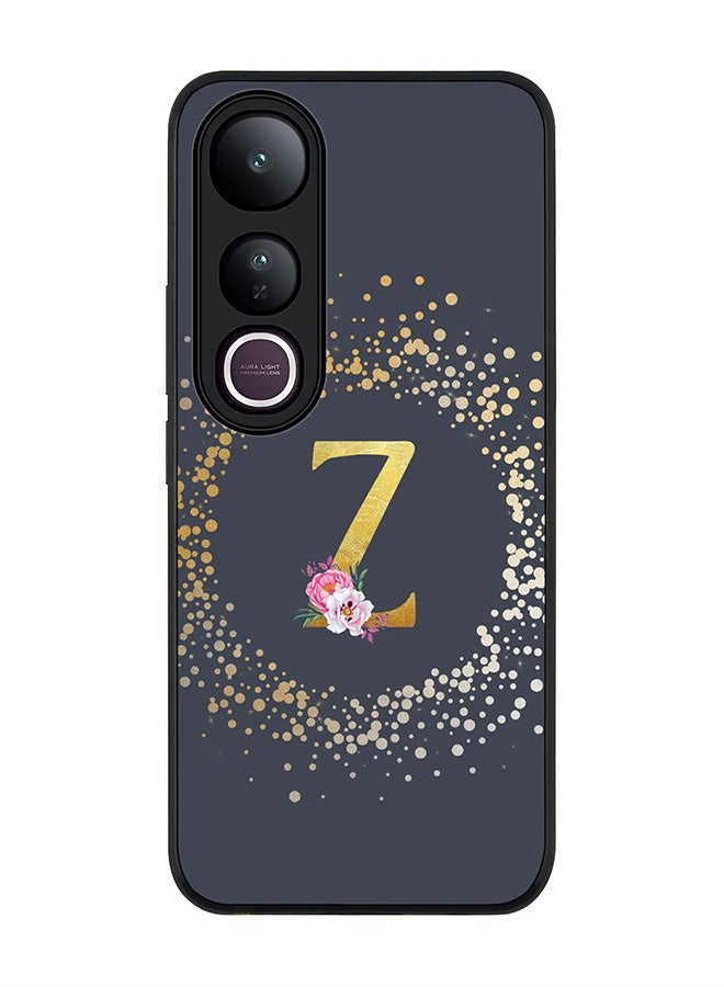 For vivo V50 Lite Case,Slim fit Camera Protection, Shockproof Thin Phone cover  - Custom Monogram Floral - Z  (Grey )