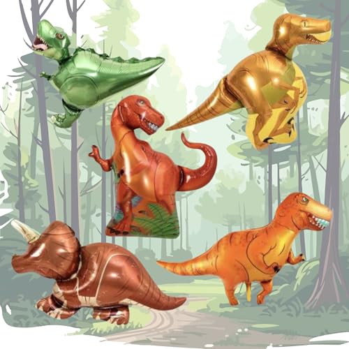 FI - FLICK IN 5 Pcs Dinosaur Theme Birthday Decoration items for Kids, Baby Shower, Jungle Safari Party, Jurassic Theme Dinosaur Party Decorations Supplies(Pack of 5, Multicolor) - Image 5