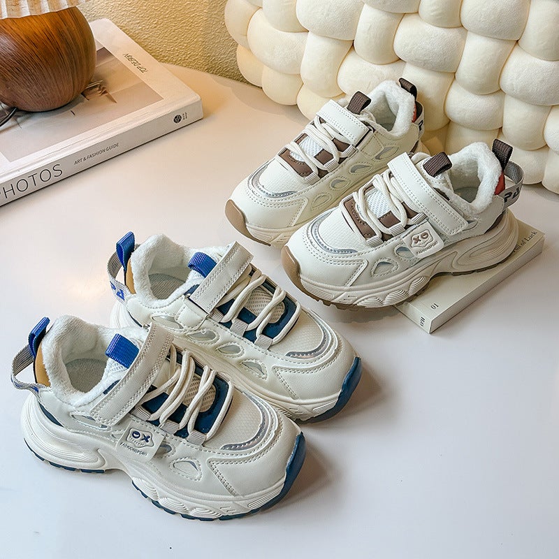 Boys Shoes Big Children Fried Street Running Sneaker Children Soft Bottom Torre Small White Shoes - Image 4