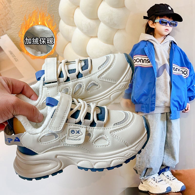 Boys Shoes Big Children Fried Street Running Sneaker Children Soft Bottom Torre Small White Shoes - Image 5