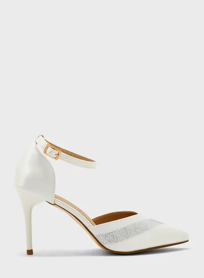 Ella Limited Edition Diamante Stripe Pointed Ankle Strap Pump