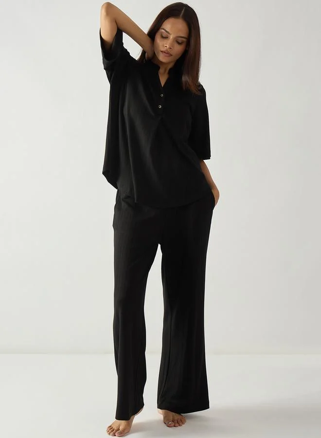 Femmella Women Textured Jersey Top and Pants Lounge Set