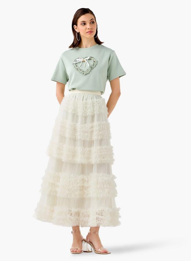 تواكستريمز تنورة ماكسي بكشكشة وخصر مطاطي - Image 2