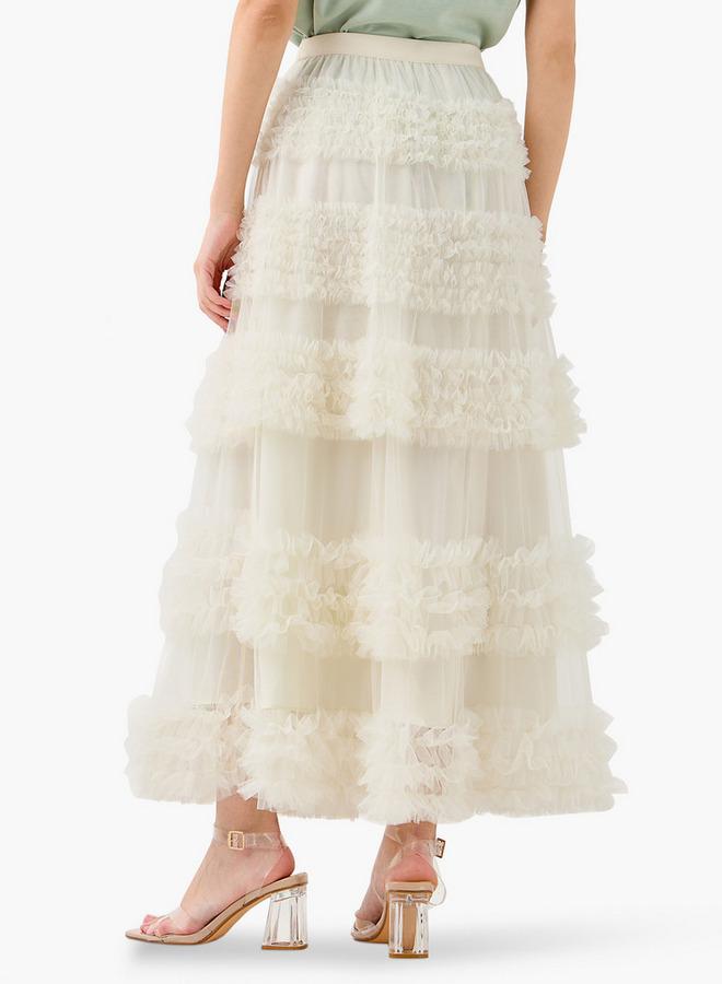 تواكستريمز تنورة ماكسي بكشكشة وخصر مطاطي - Image 3