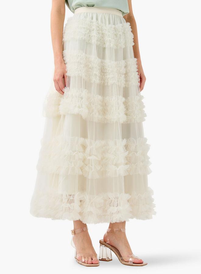 تواكستريمز تنورة ماكسي بكشكشة وخصر مطاطي - Image 1