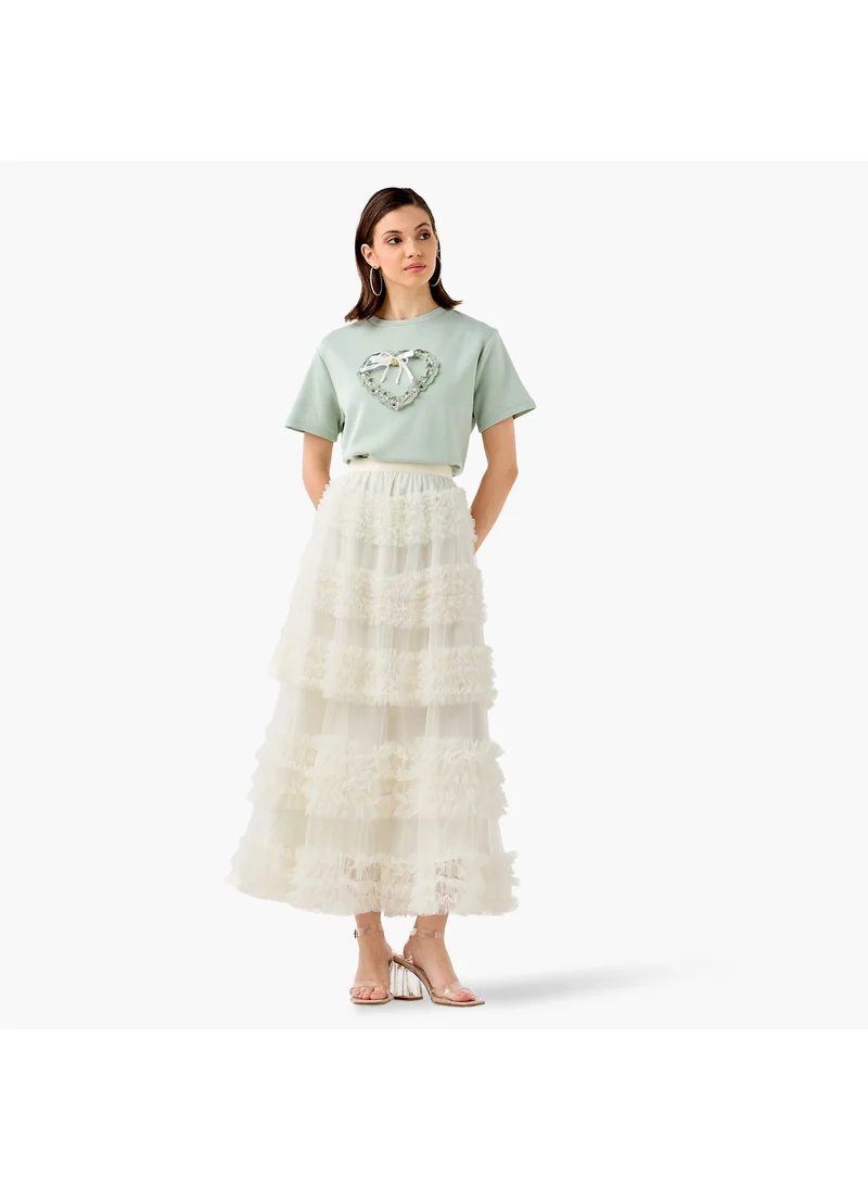 2Xtremz 2Xtremz Ruffle Detail Maxi Skirt with Elasticated Waistband