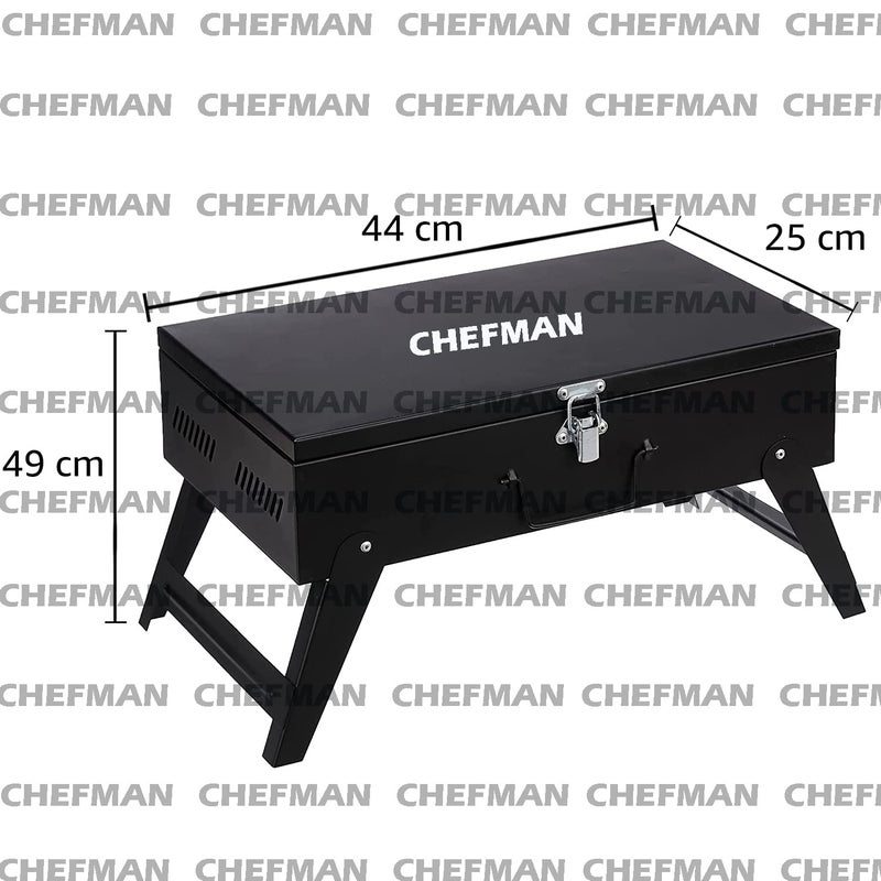 Chefman Briefcase Barbeque Grill Accessories with 8 Skewers Set Black for Home and Picnic - Image 3