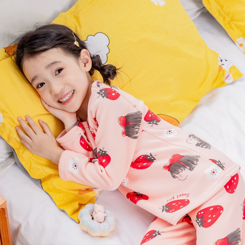 Children'S Thermal Underwear Children'S Clothing Girls' Winter Base Clothes Boys' Fleece-Lined Thickened Autumn Clothes And Pants Suit Children'S Home Clothes - Image 3