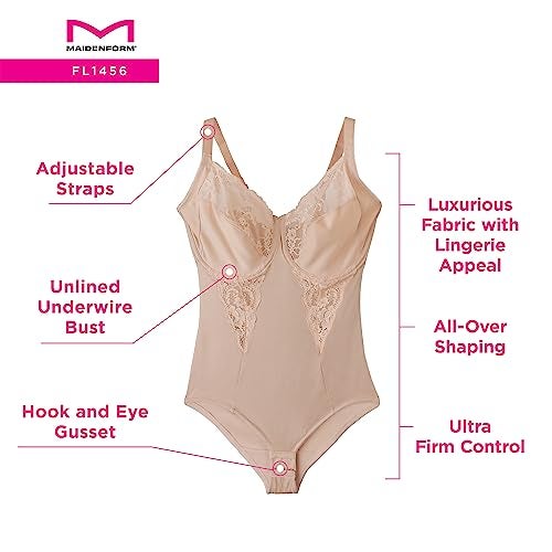 Maidenform womens Shaper With Built-in Bra Fl1456 shapewear bodysuits, Black, 38DD US - Image 4