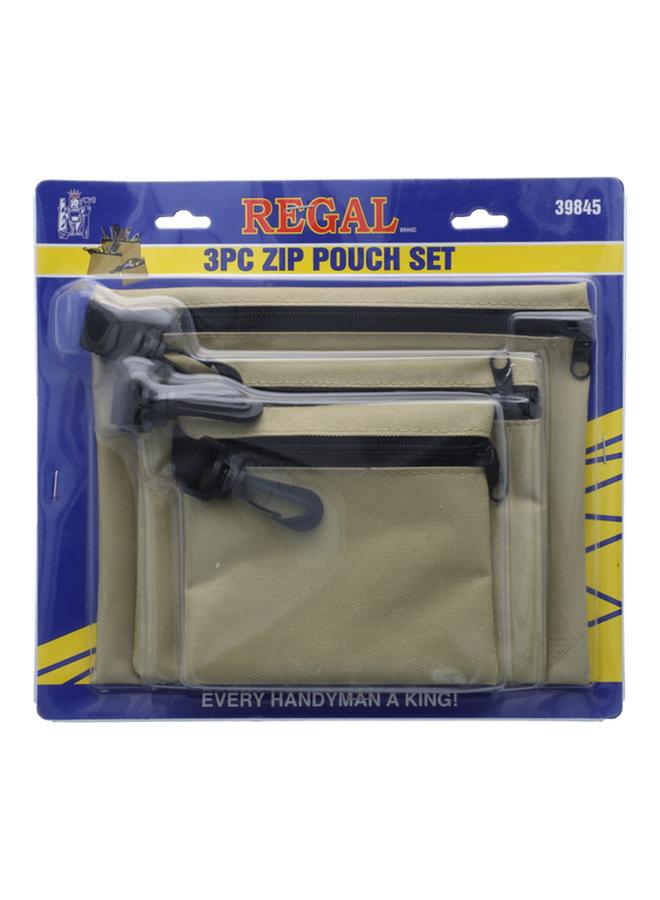 Regal 3-Piece Elegant and Sleek Design Zipper Closure Pouch Set Brown and Black 