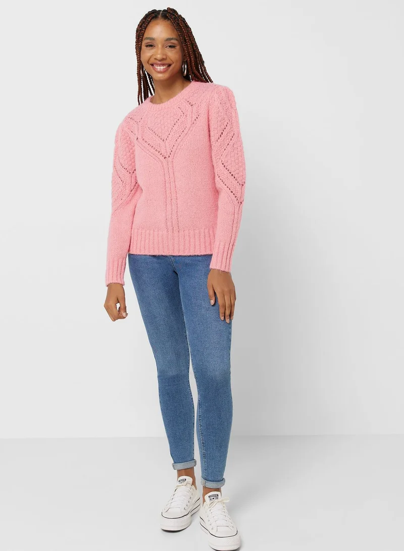 ONLY Open Work Crew Neck Sweater