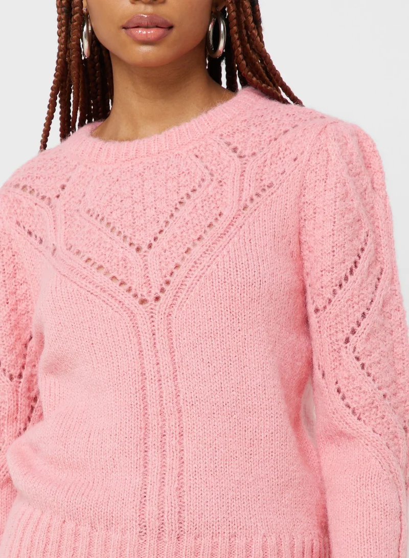 ONLY Open Work Crew Neck Sweater